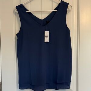 Ann Taylor Deep Blue V-Neck Blouse